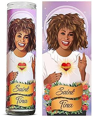 Featuring a stunning image of Tina surrounded by vibrant, hand-painted flowers placed onto a glass candle