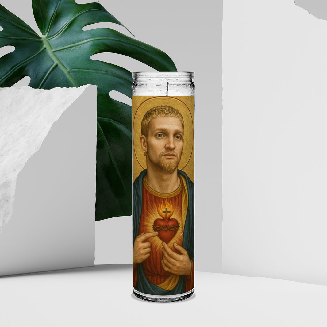 Saint Layne Staley Celebrity Prayer Devotional Parody Altar Candle, 8" white unscented
